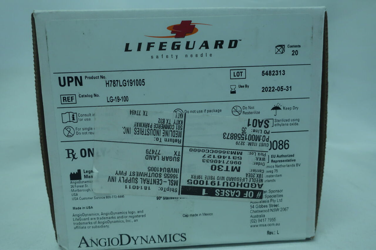 Lg-19-100 - ANGIO DYNAMICS - LifeGuard Safety Infusion Set 19Ga x 0.75inch, ()