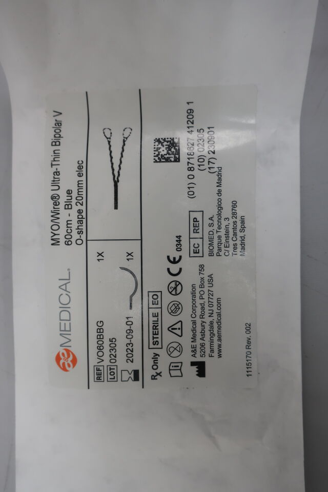 VO60BBG - A&E MEDICAL - MYO/Wire Ultra-Thin Bipolar V 60cm -Blue O-Shape 20mm, (EA) - ( Expiry Date: 2023-09-01 )