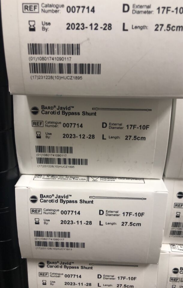 007714 - BARD - Javid Carotid Bypass Shunt, Type 1852, 17 to 10 Fr Tapered Diameter, (BX/5) - ( Expiry Date: 2023-12-28 )