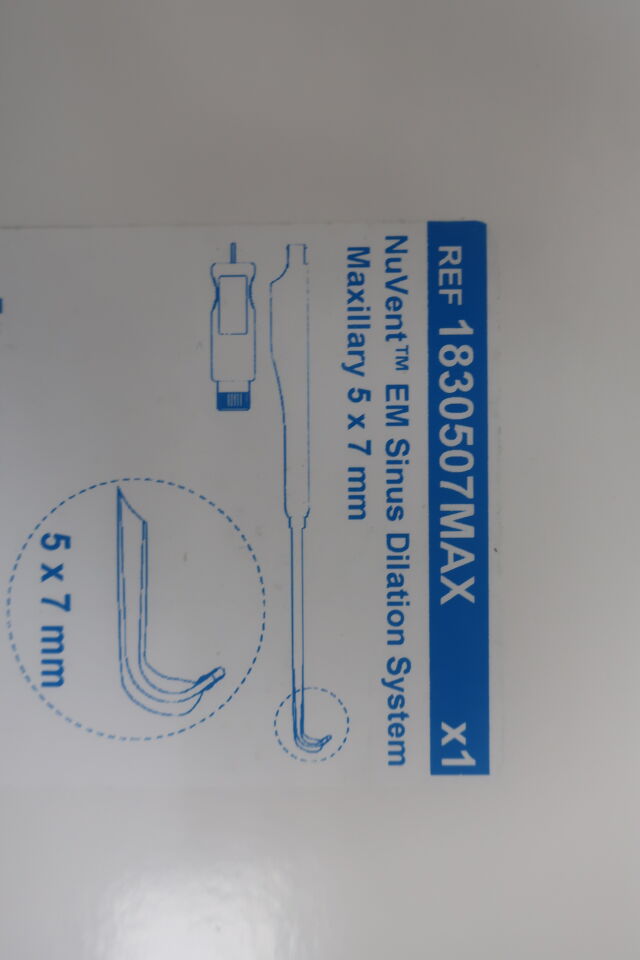 1830507MAX - MEDTRONIC - NuVent EM Sinus Dilation System Maxillary 5mm x 7mm, (BX/1) - ( Expiry Date: 2023-10-20 )