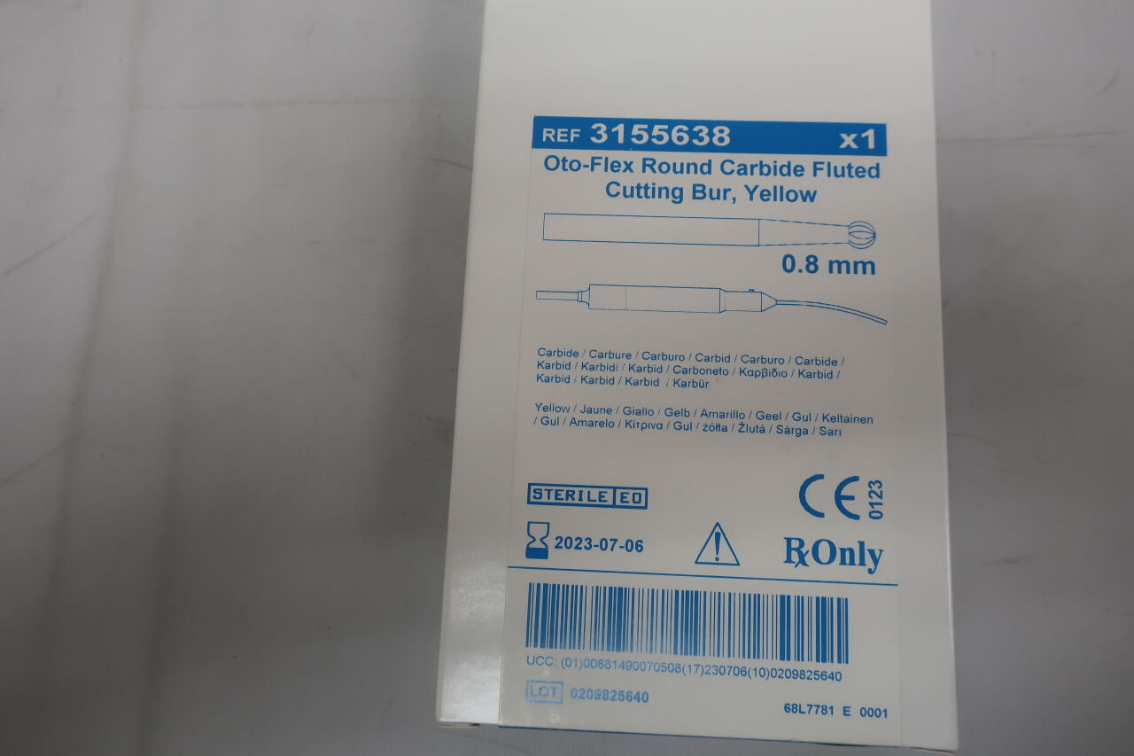 3155638 - MEDTRONIC - Skeeter Carbide Fluted Oto-Flex Burr, Yellow, 0.8 dia. x 98 mm Length, (BX/1) - ( Expiry Date: 2023-07-06 )