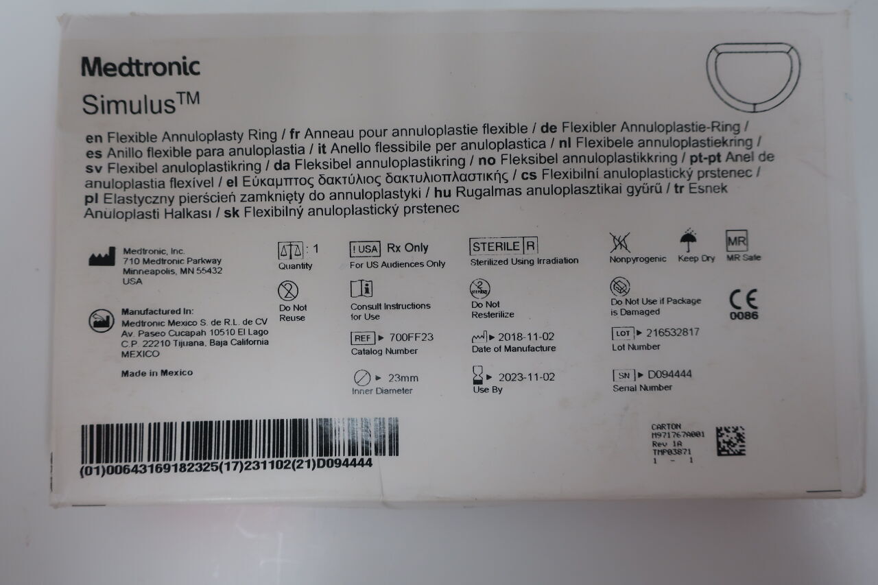 700FF23 - MEDTRONIC - SIMULUS FLEXIBLE ANNULOPLASTY RING 23mm, (BX/1) - ( Expiry Date: 2023-11-16 )