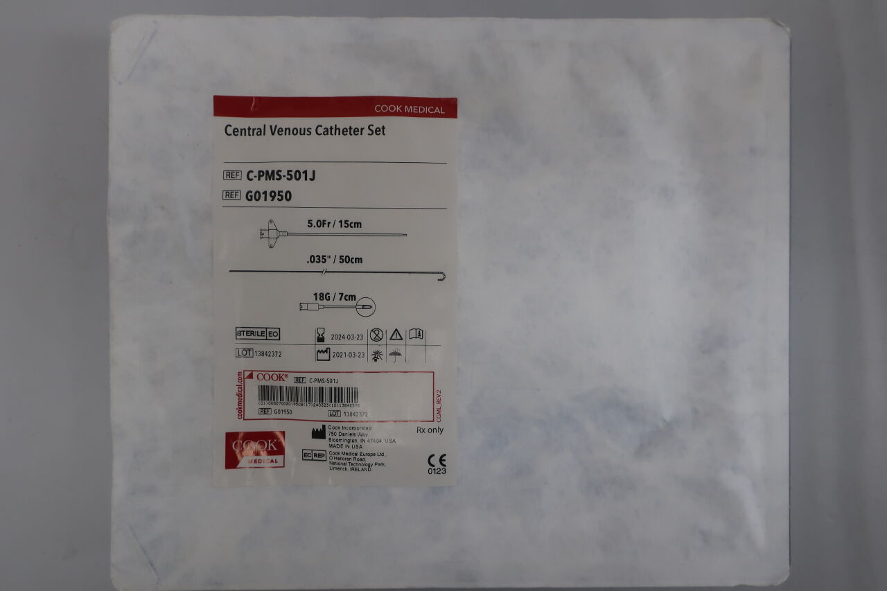 G01950 - COOK - Central Venous Catheter Set, 5 Fr Size, 15 cm Length, (EA) - ( Expiry Date: 2024-04-26 )