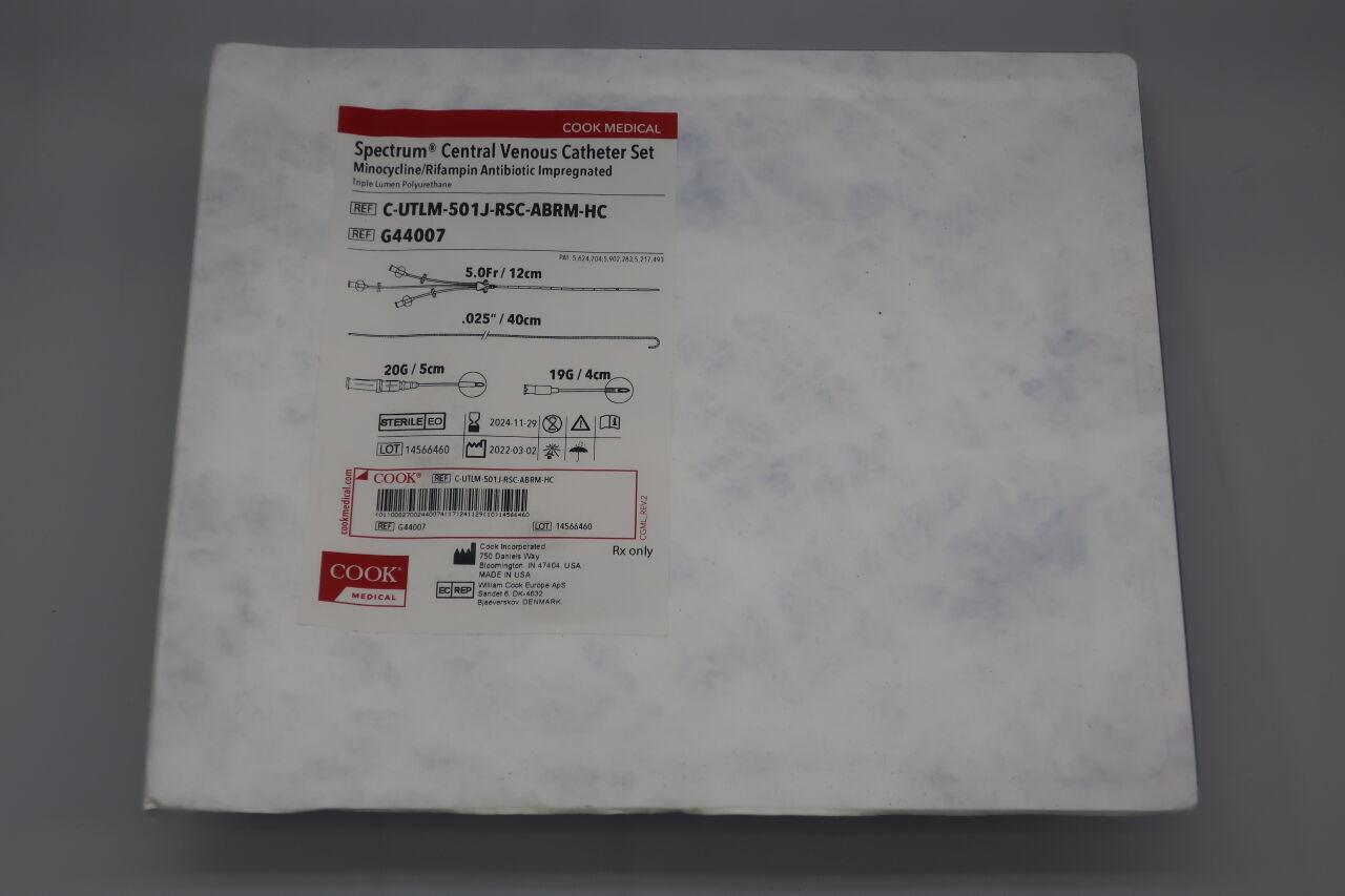 G44007 - COOK - Spectrum Double Lumen CVC Set, M+R 5F x 12cm, (EA) - ( Expiry Date: 2024-04-26 )
