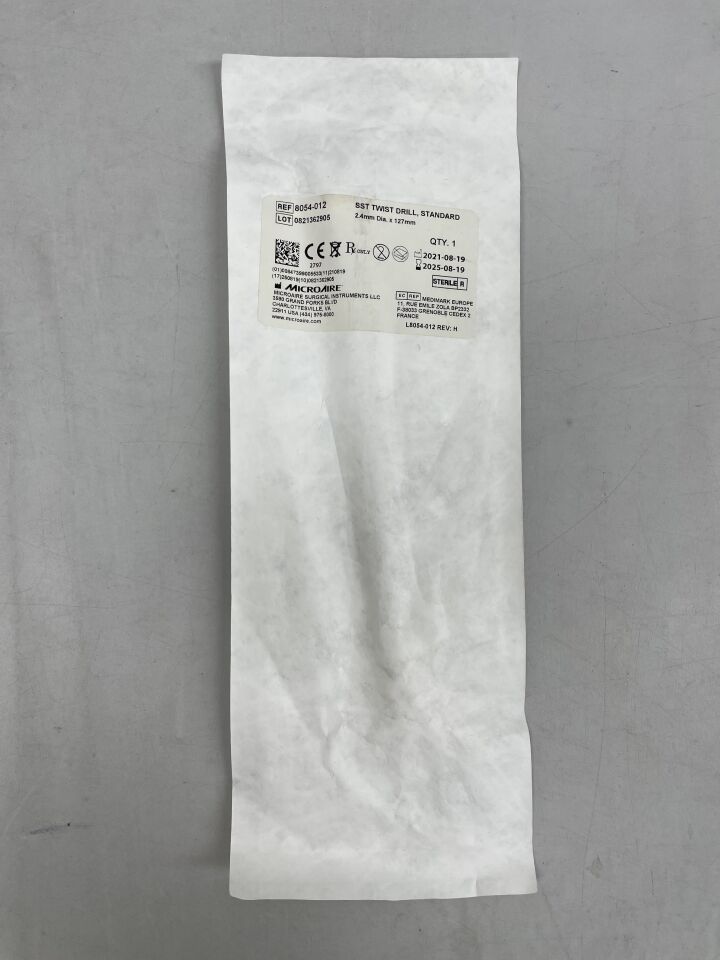 8054-012  -  MICRO-AIRE  -  SST TWIST DRILL, STANDARD, 2.4mm Dia. x 127mm , ( EA )  -  ( Expiry Date : 2025-08-19 )