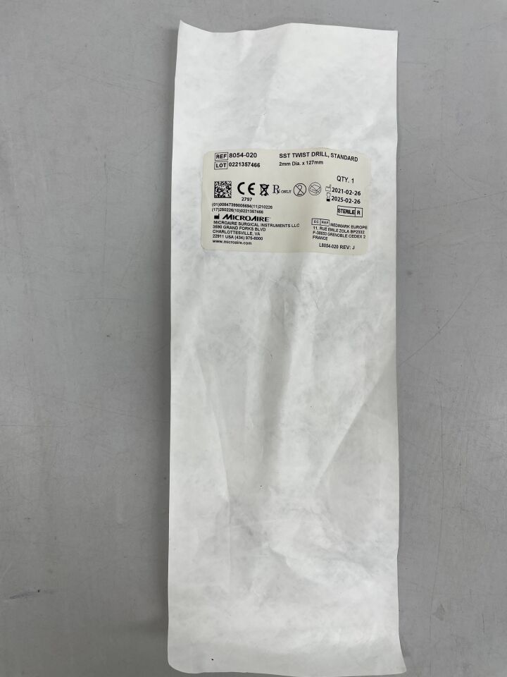 8054-020 - MICRO-AIRE - 不鏽鋼麻花鑽，標準型，直徑 2 毫米 x 長度 127 毫米，（單一）-（有效期至：2025-02-26）
