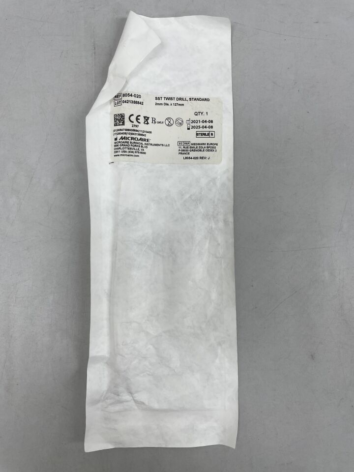 8054-020 - MICRO-AIRE - 不鏽鋼麻花鑽，標準型，直徑 2 毫米 x 長度 127 毫米，（單一）-（有效期至：2025 年 4 月 8 日）