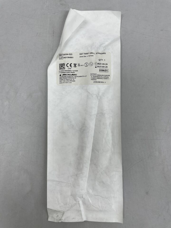 8054-020 - MICRO-AIRE - 不鏽鋼麻花鑽，標準型，直徑 2 毫米 x 長度 127 毫米，（單一）-（有效期至：2025-09-29）