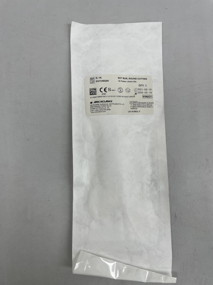 K-14 - MICRO-AIRE - 不鏽鋼圓頭銑刀，16 刃 x 6mm 直徑，（EA）-（有效期限至：2025-03-19）