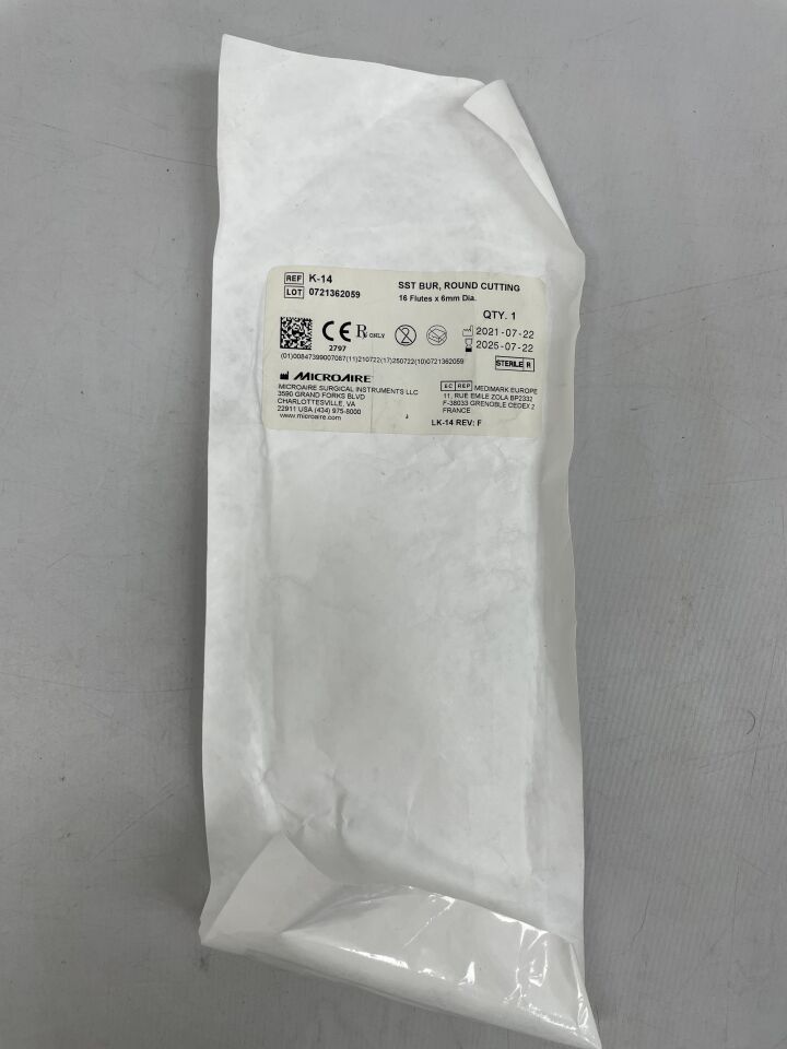 K-14 - MICRO-AIRE - 不鏽鋼圓頭銑刀，16 刃 x 6mm 直徑，（EA）-（效期至：2025-07-22）