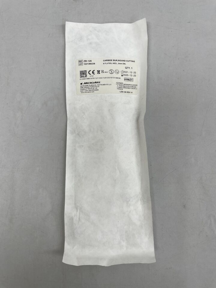 ZB-126 - MICRO-AIRE - 硬質合金圓頭銑刀，8刃，中號，直徑3毫米，（每個）-（有效期至：2025年12月20日）