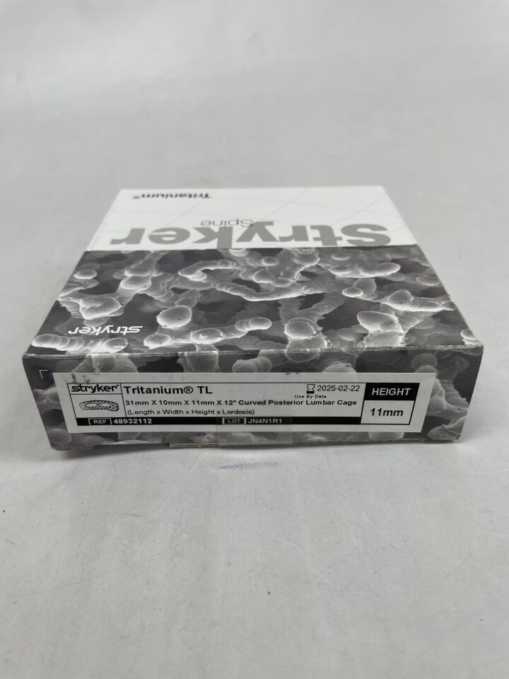 48932112  -  STRYKER  -  Tritanium TL 31mm x 10mm x 11mm x 12 Curved Posterior Lumbar Cage 11mm height , ( EA )  -  ( Expiry Date : 2025-02-22 )