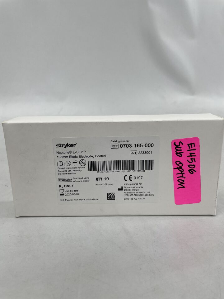 0703-165-000  -  STRYKER  -  Neptune E-SEP 165mm Blade Electrode, Coated , (  )  -  ( Expiry Date : 2025-08-07 )