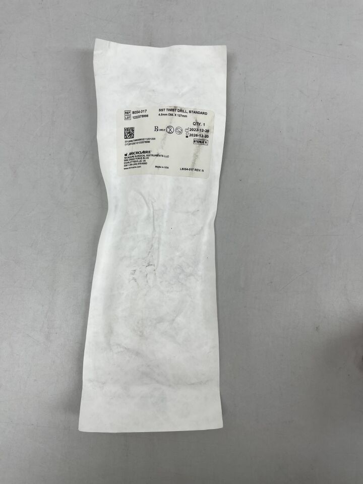 8054-017 - MICRO-AIRE - 不鏽鋼麻花鑽，標準型，4.5mm x 127mm，（EA）-（效期至：2026-12-20）