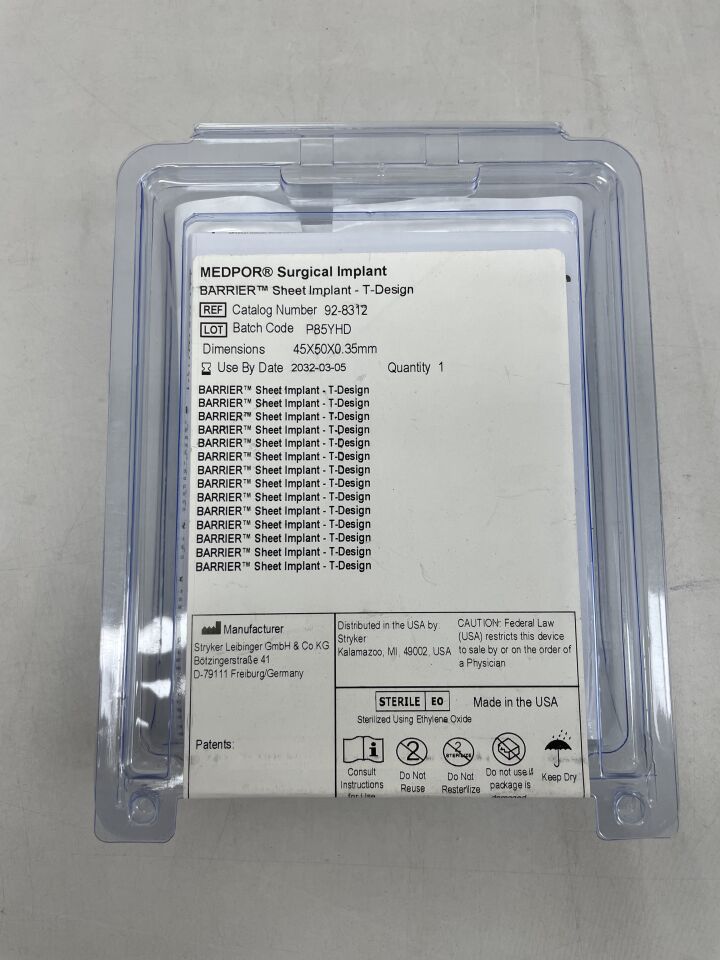 92-8312  -  STRYKER  -  medpor barrier sheet implant - t-design , ( EA )  -  ( Expiry Date : 2032-03-05 )