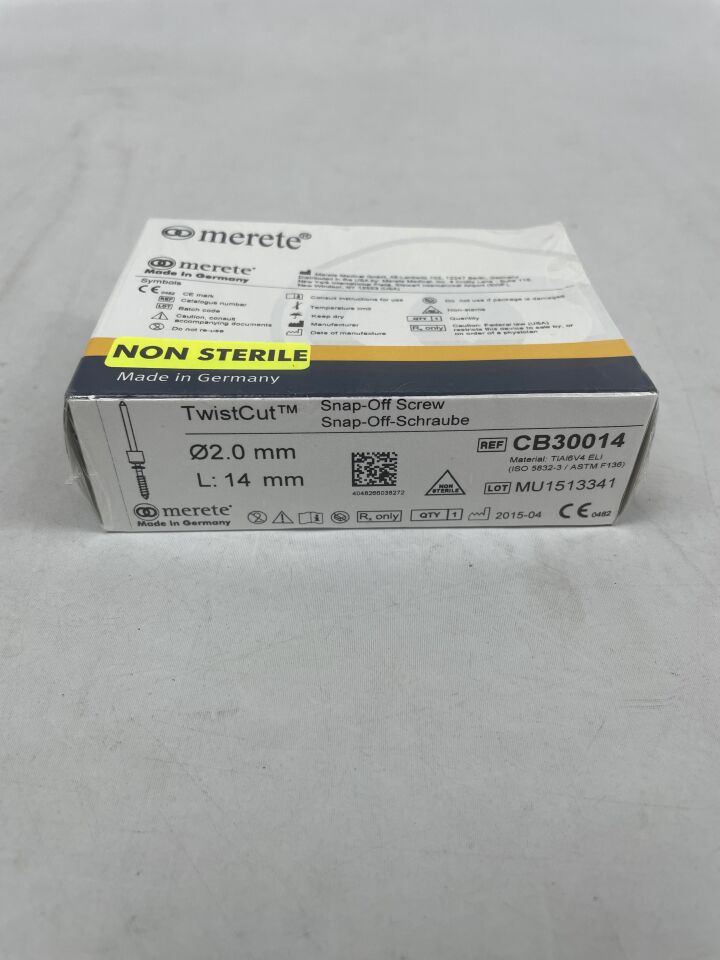 CB30016 - MERETE - Tornillo desprendible TwistCut de 2,0 mm x 14 mm (caja/1) - (Fecha de caducidad: 2099-12-31)