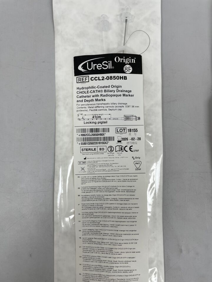 CCL2-0850HB  -  URESIL  -  Hydrophilic Coated Origin  Chole-Cath Biliary Drainage 41cm , ( EA )  -  ( Expiry Date : 2026-02-28 )