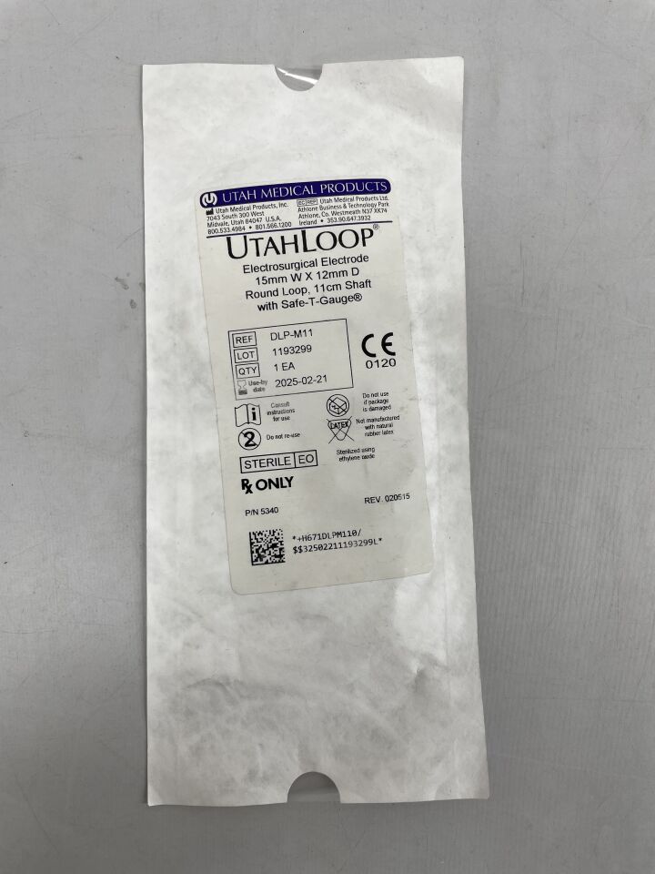DLP-M11 - 猶他醫療 - UtahLoop 電外科電極，15mm寬 x 12mm直徑圓環，11cm軸長，帶安全T型規，（EA）-（有效期至：2025年2月21日）