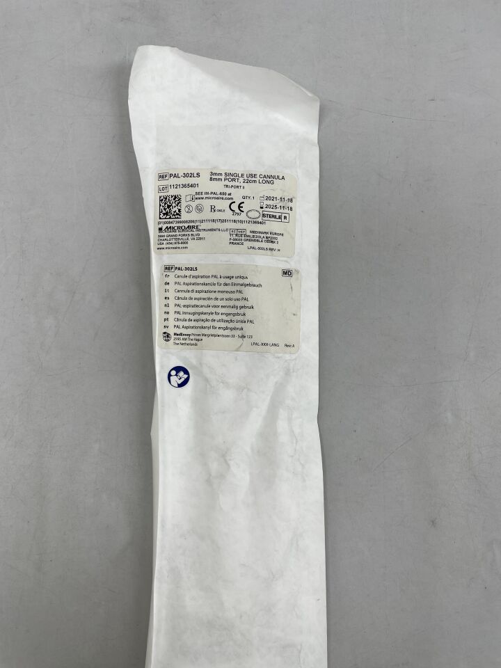 PAL-302LS - MICRO-AIRE - 3mm 一次性套管 8mm 端口 22cm 長 三端口 ii，（）-（有效期：2025-11-18）