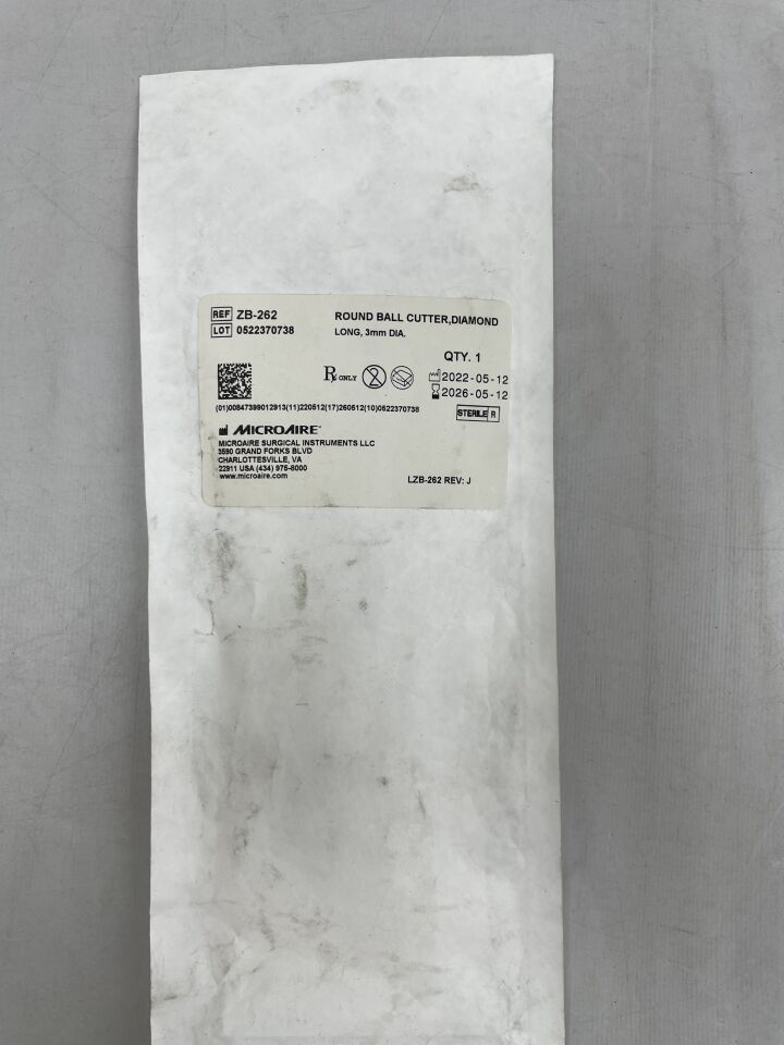 ZB-262 - MICRO-AIRE - 圓形球形切割器，鑽石，長款，直徑 3 毫米，（每個）-（有效期至：2026 年 5 月 12 日）
