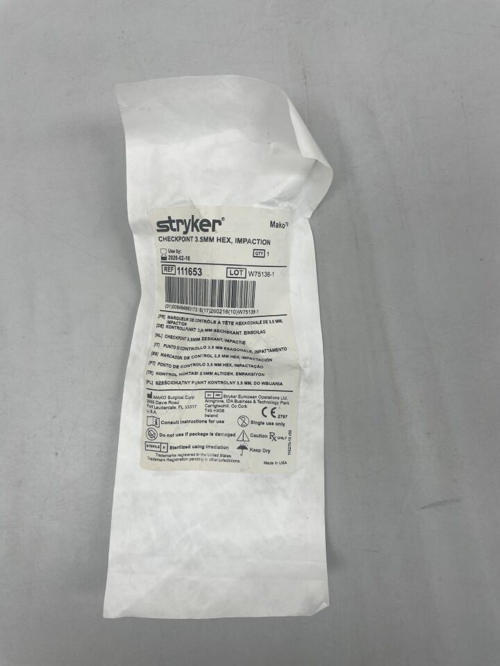 111653  -  STRYKER  -  CHECKPOINT 3.5MM HEX, IMPACTION, Imaging lesion localization marker, implantable , ( EA )  -  ( Expiry Date : 2025-07-27 )