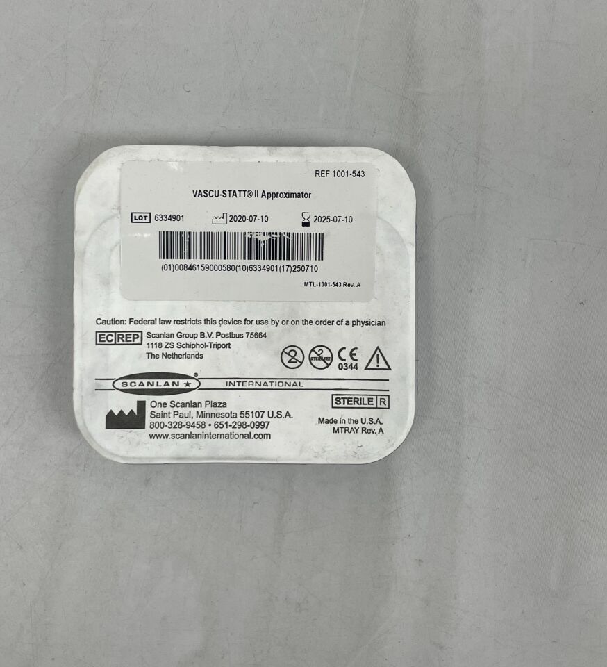 1001-543 - SCANLAN - VASCU-STATT II 型血管閉合器，帶強力夾持力 - 中型 45° 角（黃色），夾持壓力 75-80g，（EA）-（有效期至：2025-02-18）