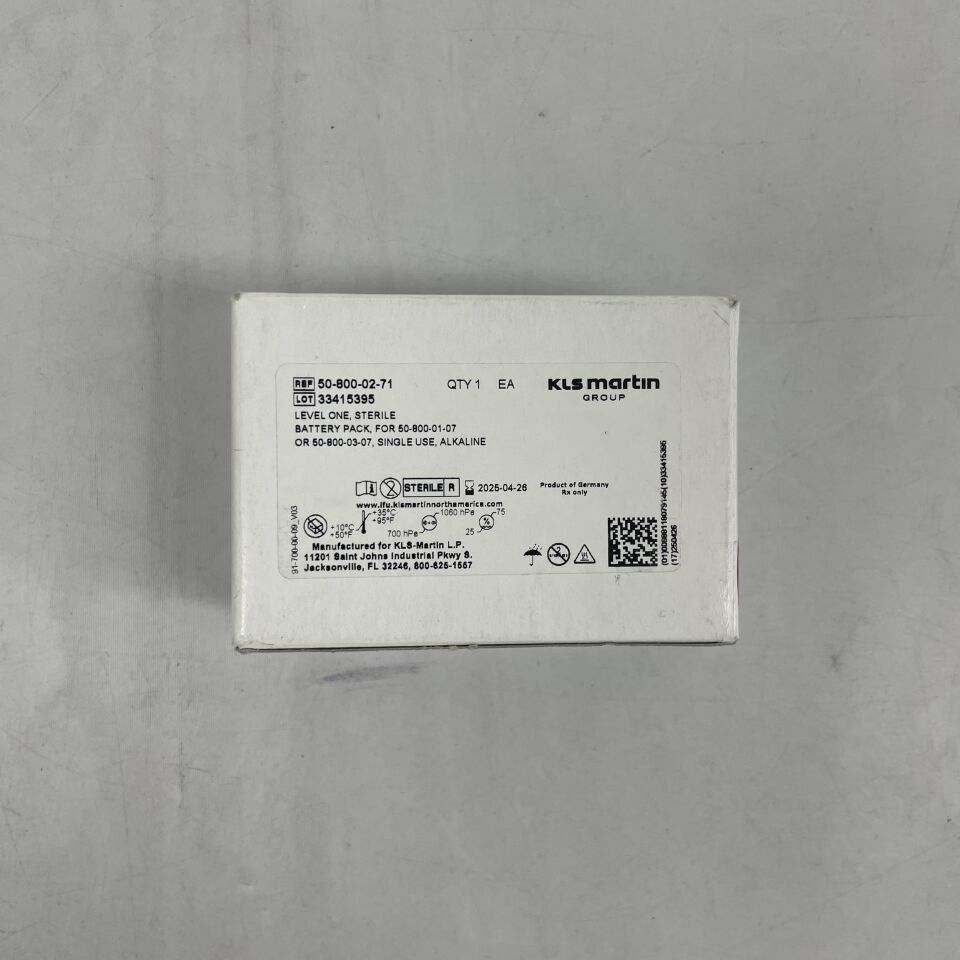 50-800-02-71 - KLS MARTIN - 電池組，一級，適用於 50-800-01-07 或 50-800-03-07 鹼性電池，（BX/1）-（有效期至：2025-04-26）