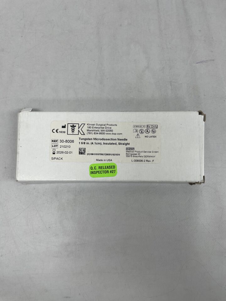30-8006  -  KIRWAN  -  Tungsten Microdissection Needle 1 5/8 in. (4.1cm) insulated Straight , ( BX/5 )  -  ( Expiry Date : 2026-02-01 )