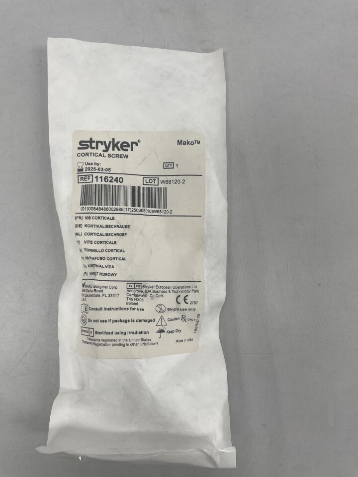 116240  -  STRYKER  -  CORTICAL SCREW, Imaging lesion localization marker, implantable , ( EA )  -  ( Expiry Date : 2025-03-05 )