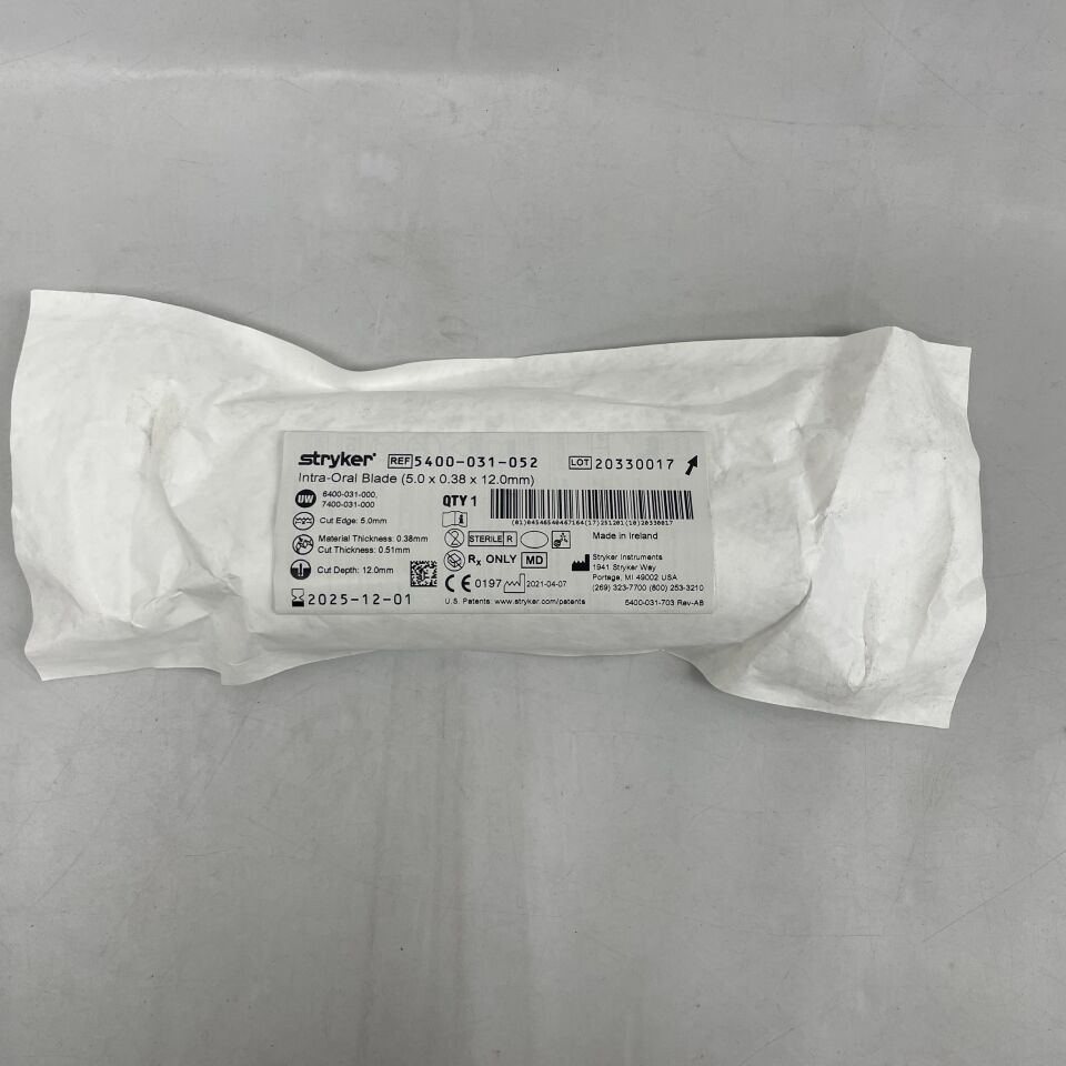 5400-031-052  -  STRYKER  -  core intra-oral blade 5mm x 12mm x 0.38mm , ( EA )  -  ( Expiry Date : 2025-12-01 )