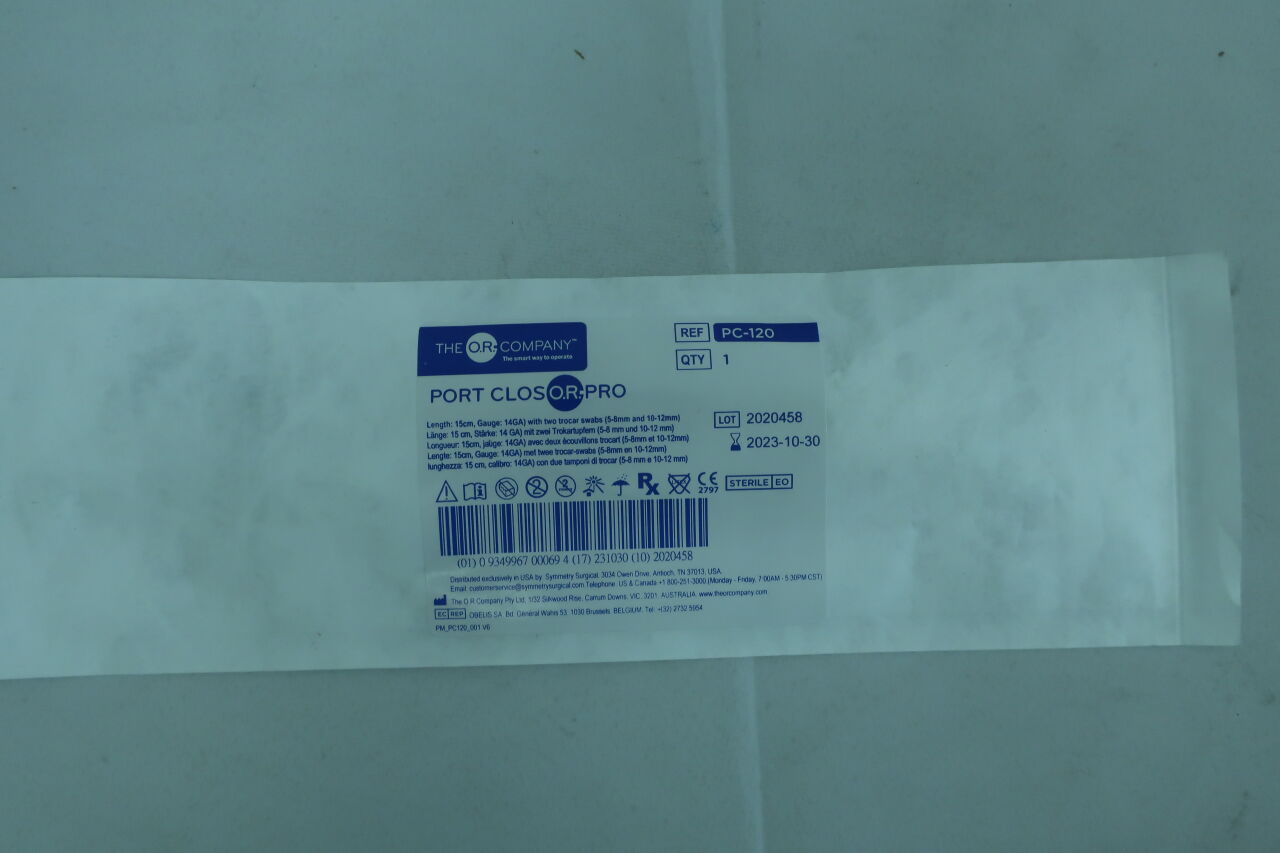 PC-120 - THE O.R. COMPANY - Port ClosOR Pro, 15cm, 14GA guage, with two trocar swabs, (EA) - ( Expiry Date: 2023-10-30 )
