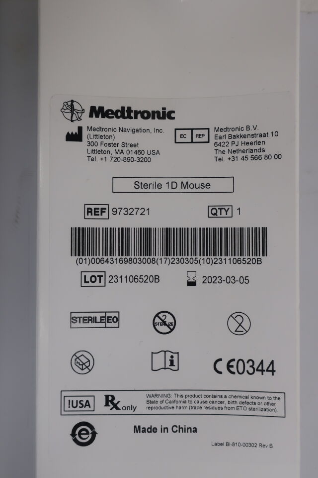9732721 - MEDTRONIC - O-Arm imaging system, 1D MOUSE, (BX/1) - ( Expiry Date: 2023-03-05 )