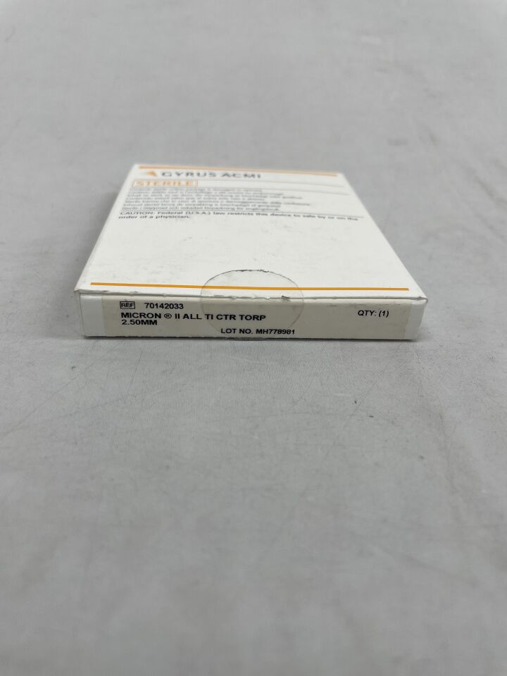 70142033 - GYRUS ACMI - Micron II All Titanium centered torp, 2.50mm, titanium, tilt top head, (BX/1) - ( Expiry Date: 2023-09-01 )