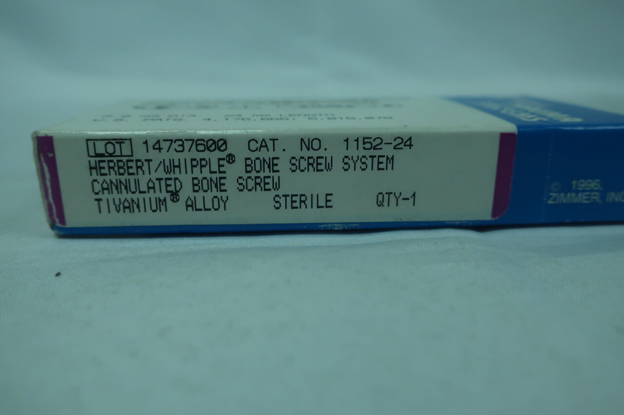 1152-24 - ZIMMER - Herbert/Whipple bone screw system, Cannulated bone screw, 3.00mm dia, 24mm length, (BX/1) - ( Expiry Date: 2000-01-01 )
