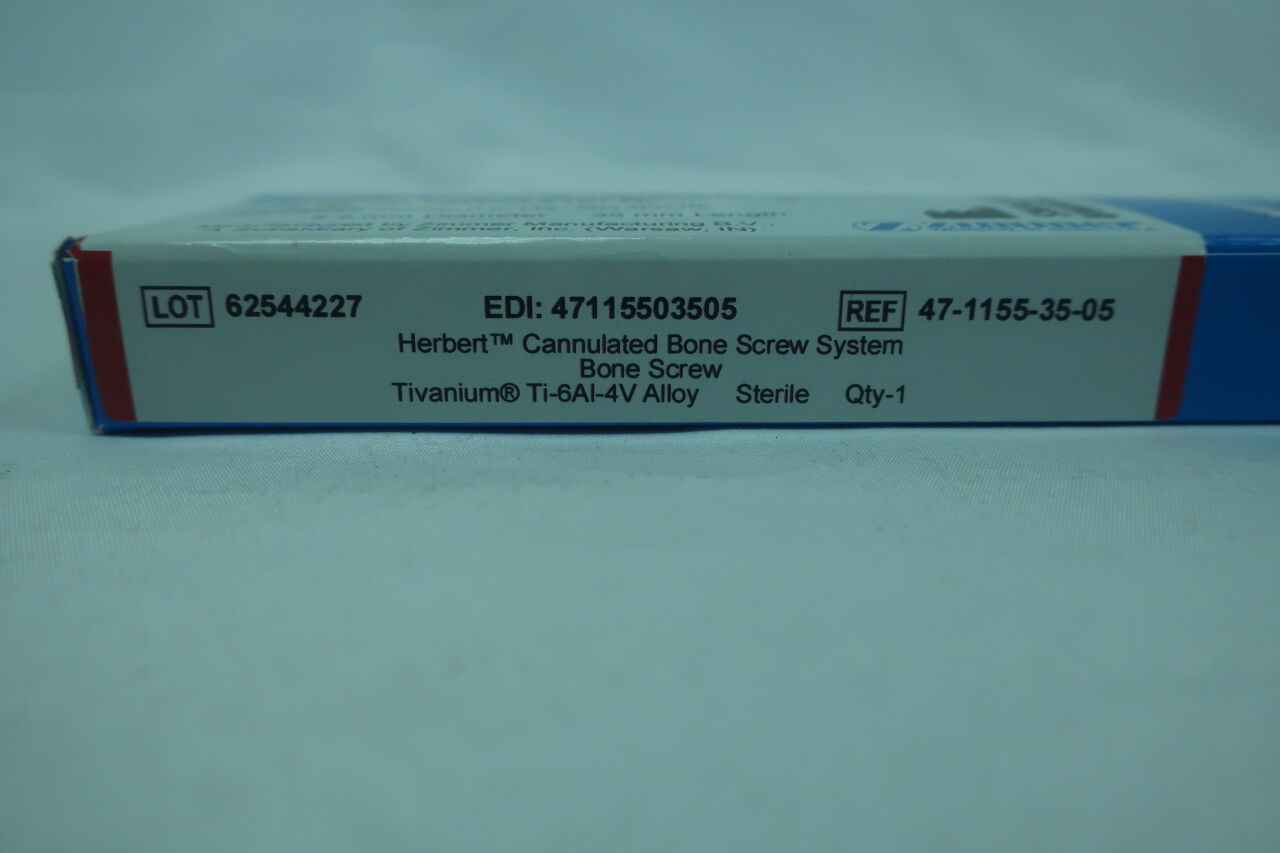 47-1155-35-05 - ZIMMER - Herbert Bone screw 4.5mm dia, 35mm length, Tivanium Ti-6AI-4V Alloy, (BX/1) - ( Expiry Date: 2023-11-01 )