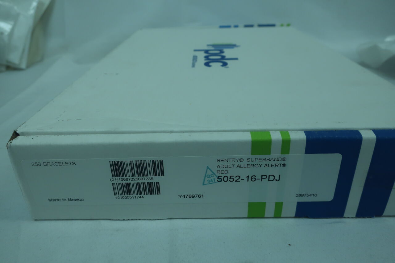 5052-16-PDJ - PDC - Sentry super and adult allergy alert wristbands, red, (BX/250) - ( Expiry Date: 2020-01-01 )