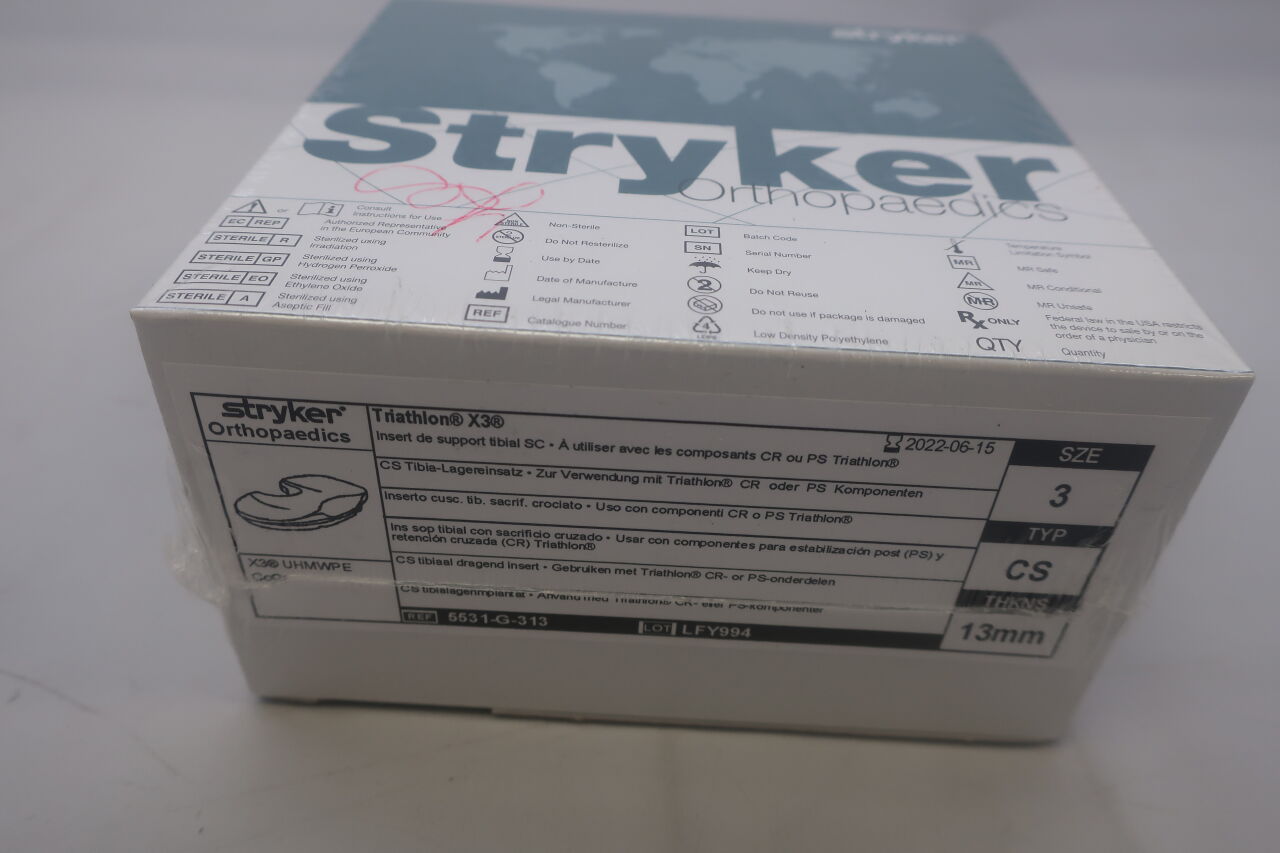 5531-G-313 - STRYKER - Triathlon X3, Tibial Bearing Insert - CS, Size 3, TYP CS, THKNS 13mm, (BX/1) - ( Expiry Date: 2020-03-01 )