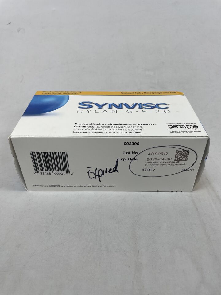 58468-0090-1 - SYNVISC - Hylan G-F 20 8 mg / mL Injection Prefilled Syringe 2 mL, (BX/3)