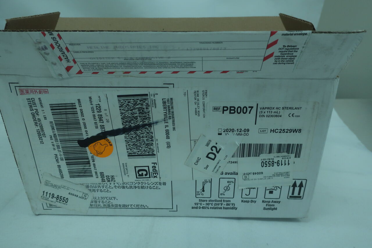 PB007 - STERIS - VAPROX HC Sterilant, 113ml, (BX/3) - ( Expiry Date: 2020-12-09 )