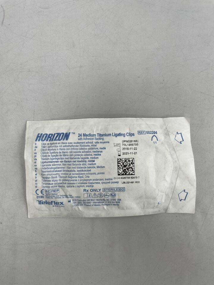 2204 - TELEFLEX - HORIZON TI MED 24 Clips/Pouch, (EA) - ( Expiry Date: 2023-11-21 )