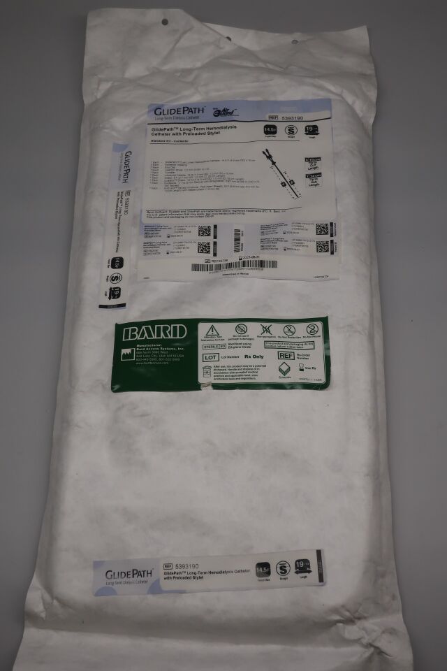 5393190 - BARD - GLIDEPATH Long-Term Hemoodialysis Catheter with Preloaded Style, Straight, 14.5 Fr Size, 24 cm Catheter Length, 19 cm Insertion Length, () - ( Expiry Date: 2023-08-31 )