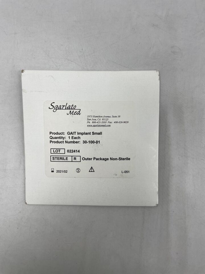 30-100-01 - SGARLATO MED - GAIT implant small, (EA) - ( Expiry Date: 2021-02-01 )