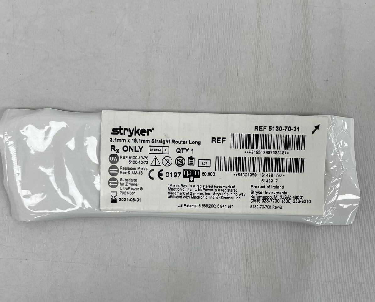 5130-70-31 - STRYKER - 3.1mm x 19.1mm straight router long, (EA) - ( Expiry Date: 2021-05-01 )