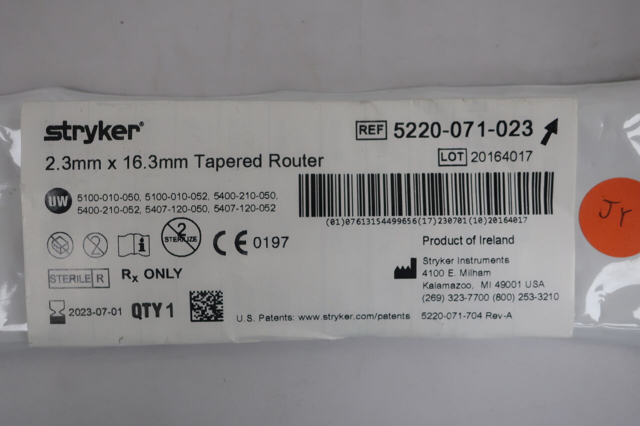 5220-071-023 - STRYKER - 2.3mm x 16.3mm Tapered Router, (EA) - ( Expiry Date: 2021-09-01 )