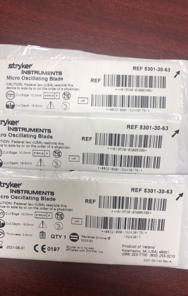 5301-30-63 - STRYKER - Micro oscillating blade, 10MM X 18.5MM X 0.4MM, (EA) - ( Expiry Date: 2021-08-01 )