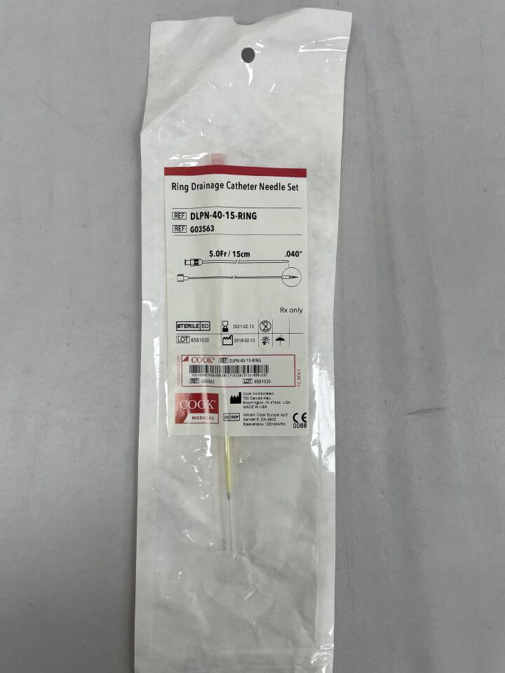 G03563 - COOK - Ring Drainage Catheter Needle Set 5F x 15cm, 16.5cm Needle, () - ( Expiry Date: 2021-02-13 )