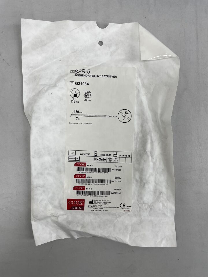 G21934 - COOK - Soehendra Stent Retriever 5F x 180cm x 0.021", (EA) - ( Expiry Date: 2022-03-28 )