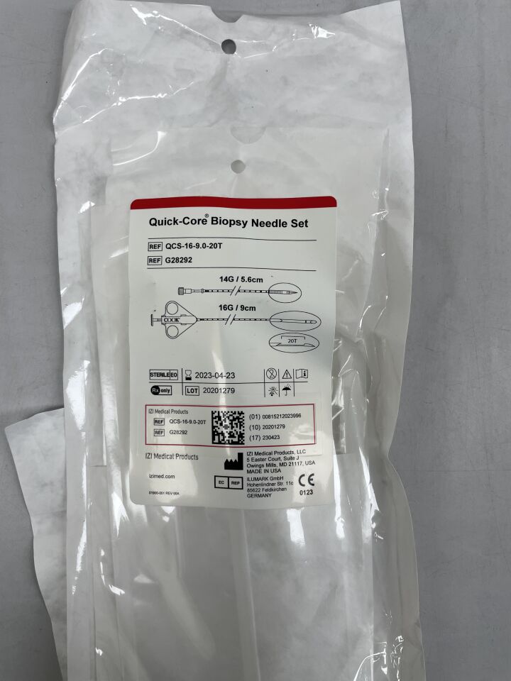 G28292 - IZI MEDICAL PRODUCTS - QuickCore Biopsy Needle Set, 16 gauge x 9cm length, 14 gauge x 5.6 cm coaxial needle, (EA) - ( Expiry Date: 2023-04-23 )