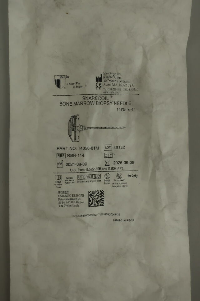 RBN-114 - RANFAC - Snarecoil bone marrow biopsy needle, 11Ga x 4", (EA) - ( Expiry Date: 2021-08-09 )