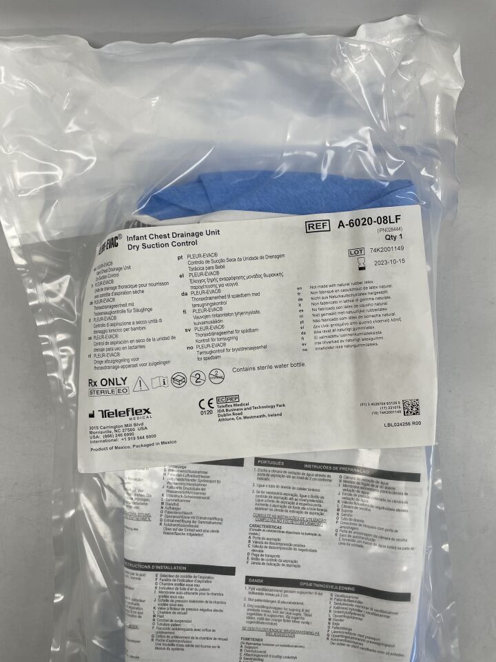 S-1100-08L - TELEFLEX - PLEUR-EVAC Infant Chest Drainage Unit, Dry Suction Unit, (EA) - ( Expiry Date: 2023-10-15 )